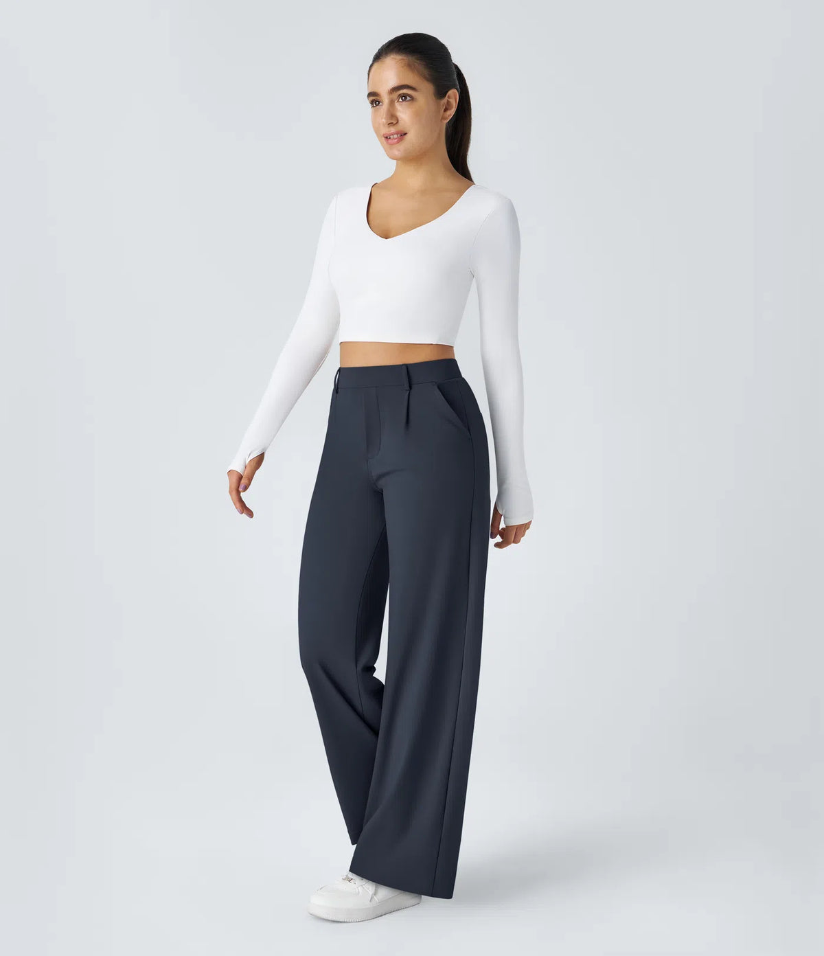 Le Pantalon Fluide Plisane – Bleu marine